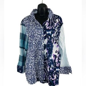 habitat Womens Stir It Up Shaped Button Crinkle Shirt